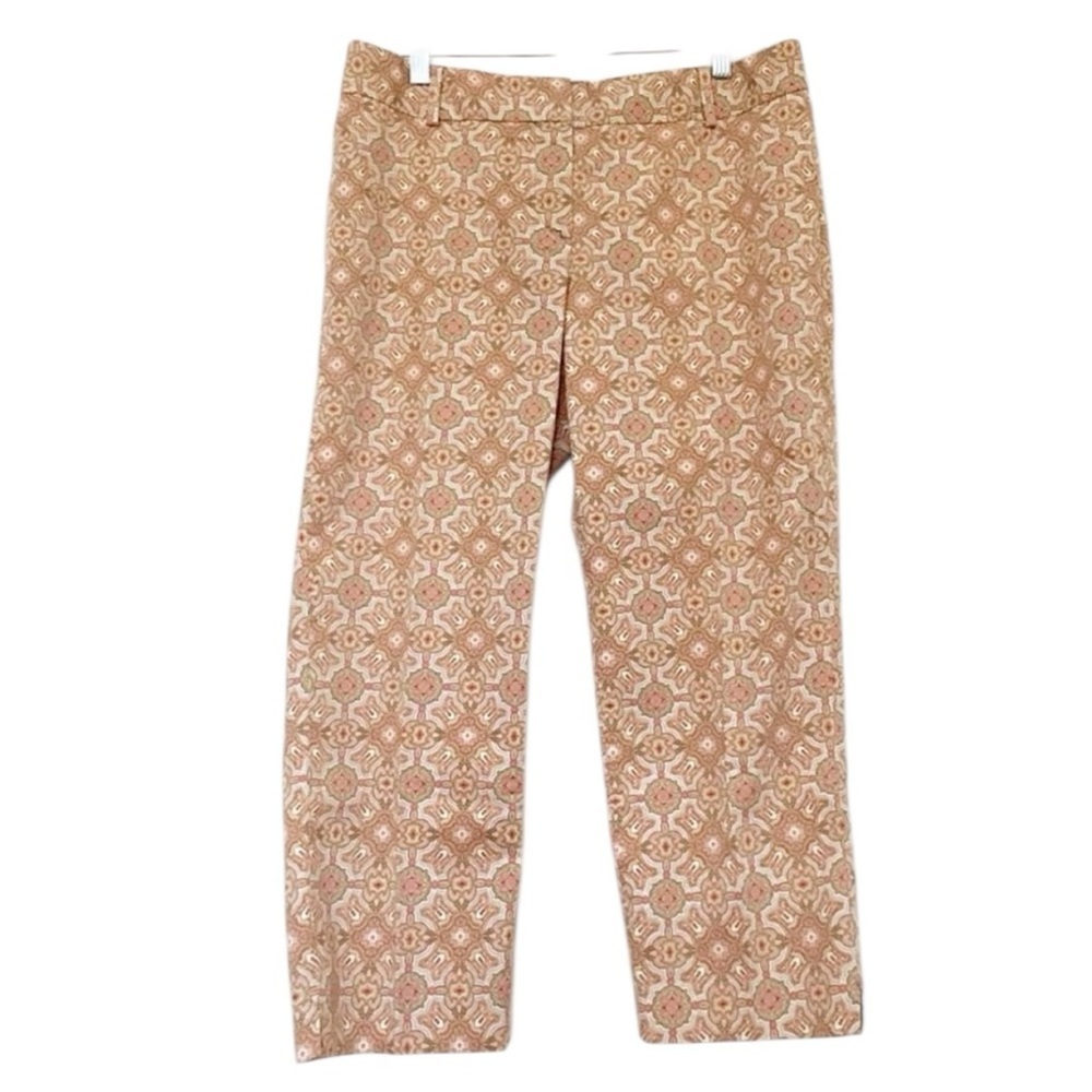 TALBOTS Size 8 Petite | Stretch Slim Cropped Pants | Medallion Pattern